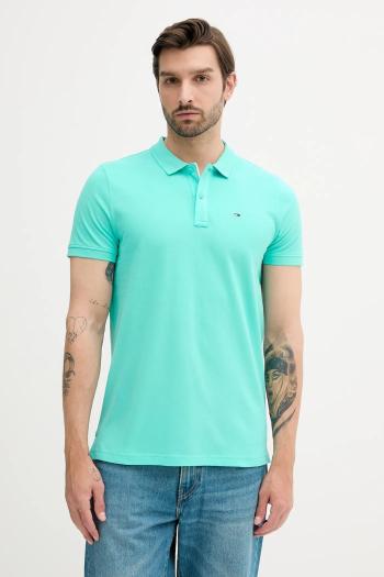 Bavlnené polo tričko Tommy Jeans béžová farba, jednofarebné, DM0DM20676