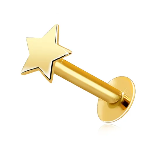 Piercing do pery a brady z 375 žltého zlata - plochá lesklá hviezdička