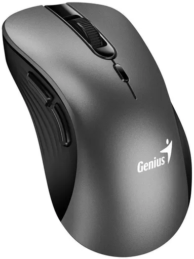 Genius Ergo 8100S Myš, bezdrôtová, ergonomická, optická, 1600DPI, 6 tlačidiel, USB, kovovo šedá