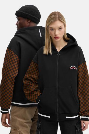 Bavlnená mikina Sprayground čierna farba, s kapucňou, vzorovaná, SP647CHECK