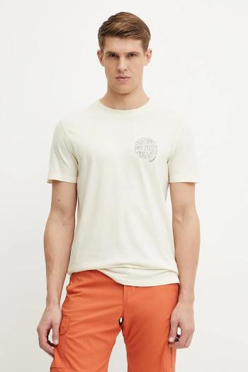 Tričko Fjallraven Hemp Blend Out Here pánsky, béžová farba, s potlačou, F12600265