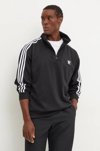 Mikina adidas Originals Funnelneck Tracktop pánska, čierna farba, s nášivkou, IZ4803