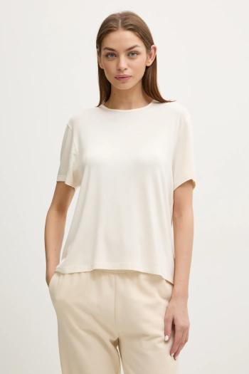 Pyžamové tričko Calvin Klein Underwear béžová farba, LV00QS7435