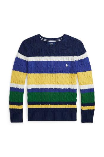 Detský bavlnený sveter Polo Ralph Lauren zelená farba, tenký, 323941097001