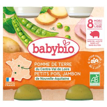 BABYBIO menu zemiaky a hrášok so šunkou 2x200 g
