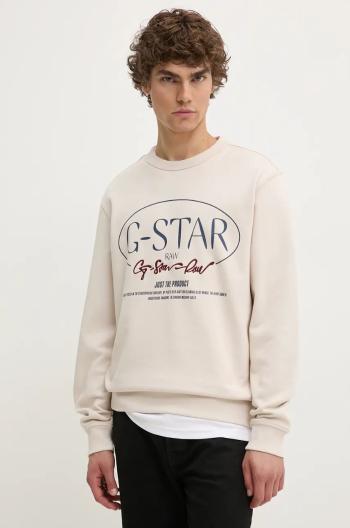 Mikina G-Star Raw pánska, béžová farba, s potlačou, D25100-D257