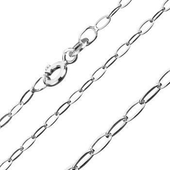 Strieborná retiazka 925 - dlhé ploché oválne očká, 2 mm