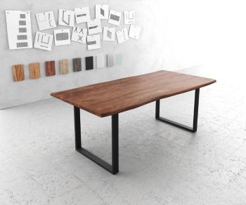 Jedálenský stôl Edge 200x100 cm akáciová hnedá kovová čierna