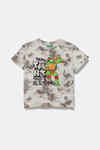 Detské bavlnené tričko United Colors of Benetton šedá farba, vzorované, 3ORKG10JD