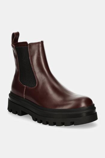 Kožené topánky chelsea Calvin Klein Jeans LUGGED CHELSEA BOOT LTH pánske, bordová farba, YM0YM01069