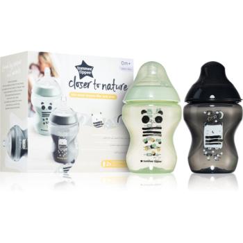 Tommee Tippee Closer To Nature Anti-colic Ollie and Pip dojčenská fľaša Slow Flow 0m+ 2x260 ml