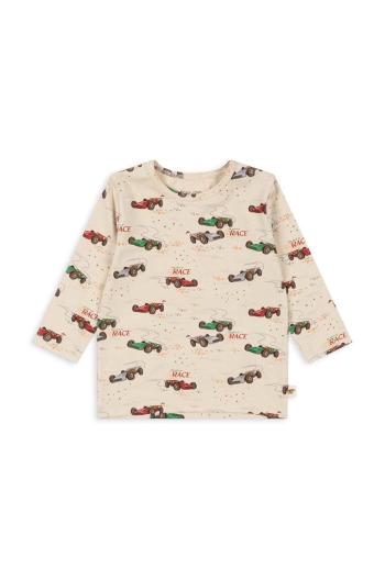 Tričko s dlhým rukávom pre bábätká Konges Sløjd BASIC BLOUSE GOTS béžová farba, vzorované, KS101412