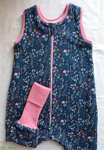 116-122-128-as tavaszi tipegő hálózsák átmeneti pamut sötétkék virágos 22-24 fokba