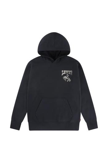 Detská mikina Levi's RODEO READY HOODIE čierna farba, s kapucňou, s potlačou, 9EN965