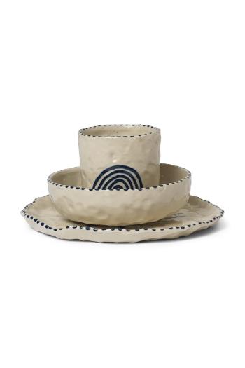 Detská raňajková súprava ferm LIVING Naive Ceramic Set 3-pak béžová farba