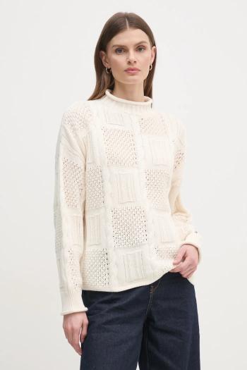 Sveter Tommy Hilfiger dámsky, béžová farba, s polorolákom, WW0WW45102