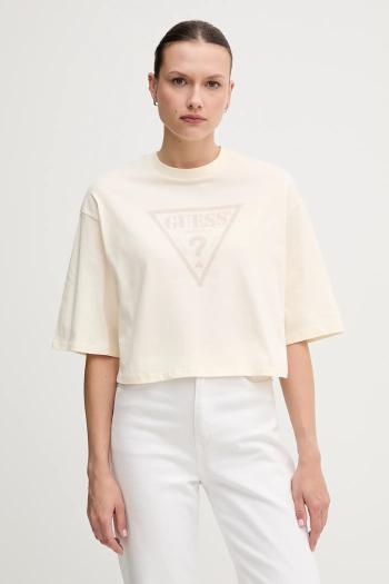 Bavlnené tričko Guess Originals dámske, béžová farba, W5GI58 K8HM0