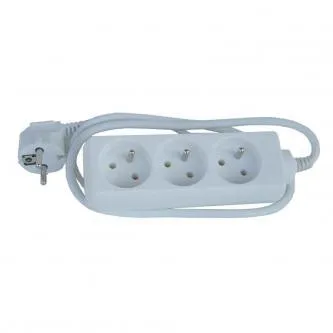 Síťový kabel 230V predlžovací, CEE7 (vidlica) - zásuvka 3x, 3m, VDE approved, biely