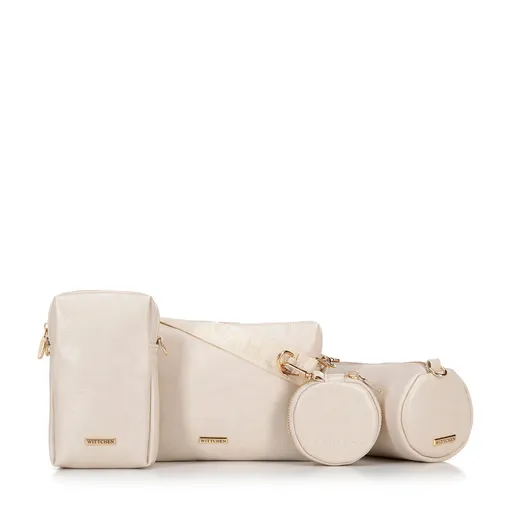 Súprava crossbody kabeliek z ekokože krémová 100-4Y-420-0