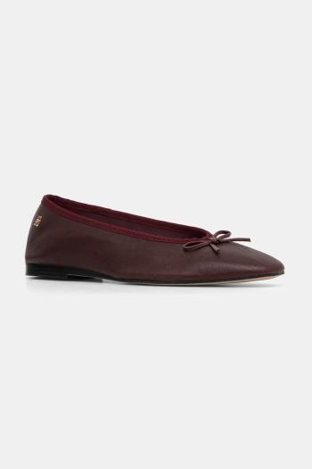 Kožené balerínky Tommy Hilfiger BALLERINA SOFT LEATHER bordová farba, FW0FW08355