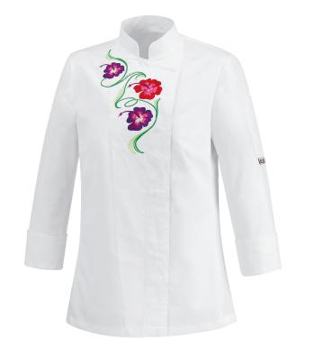 EGOCHEF Dámsky kuchársky rondon EGOchef FLOWERS - biely XL