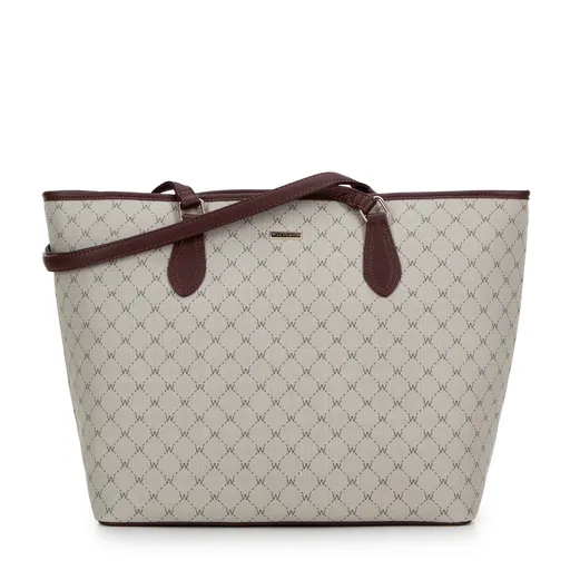 Dámska shopperka s monogramom béžová 99-4Y-503-9