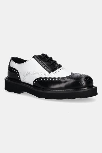 Kožené poltopánky Kenzo Ukio Brogue biela farba, FF65DB114L52.01