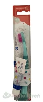 CURAPROX Kids 2+ + Baby 4260 detská zubná pasta, príchuť jahoda 10 ml + detská zubná kefka 1x1 set