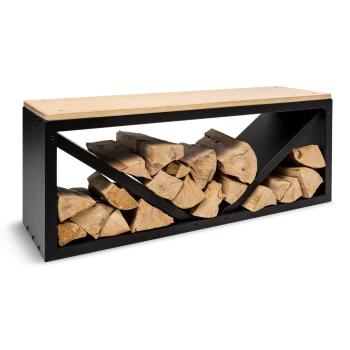 Blumfeldt Kindlewood L Black, stojan na drevo, lavička, 104 × 40 × 35 cm, bambus, zinok