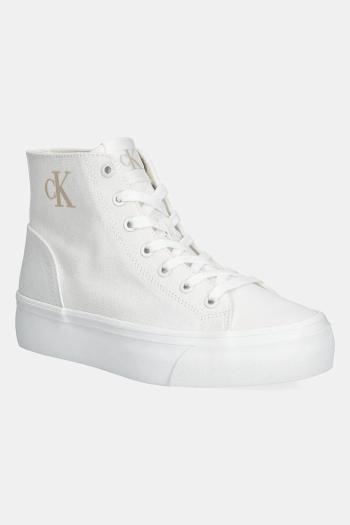 Tenisky Calvin Klein Jeans VULC FLATFORM MID CV MG dámske, biela farba, YW0YW01764