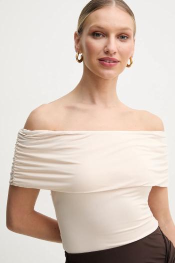 Blúzka Guess CHARLOTTE dámska, béžová farba, jednofarebná, W5GP08 KACM2