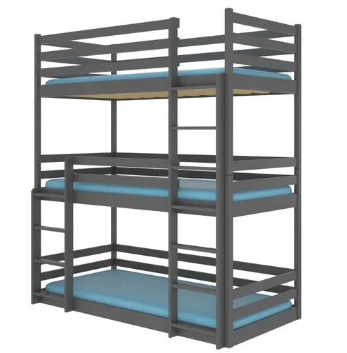 ArtAdrk Poschodová trojposteľ TEDRO | 80 x 180 cm Farba: Grafit