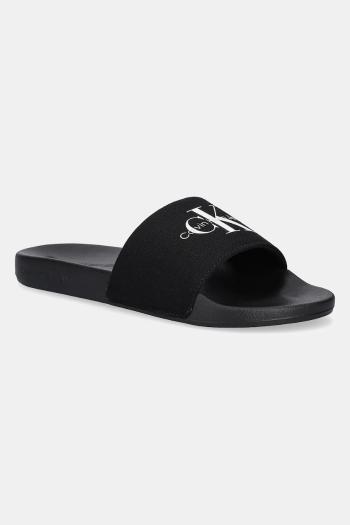 Šľapky Calvin Klein Jeans SLIDE MONOGRAM pánske, čierna farba, YM0YM01271