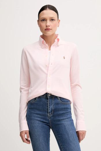 Bavlnená košeľa Polo Ralph Lauren dámska, čierna farba, regular, s klasickým golierom, 211924258