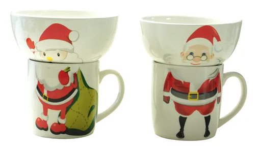 MAKRO - Hrnček 300ml a miska 300ml keramika vianočný rôzne dekory