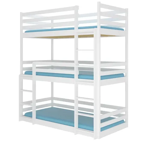 ArtAdrk Poschodová trojposteľ TEDRO | 90 x 200 cm Farba: Biela