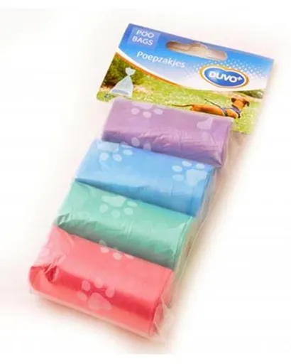 Duvo+ Sáčky na zber psích výkalov farebné s labkami 4 x 20 ks