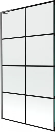 MEXEN/S - Next L vaňová zástena FIX 100 x 150, čierna vzor, grafit metal 895-100-000-03-77-95