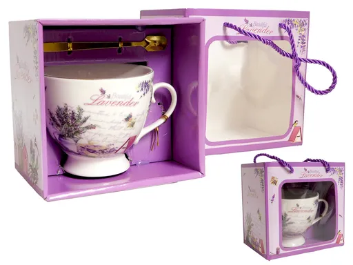 MAKRO - Hrnček a lyžička levanduľa v darčekovej taške
