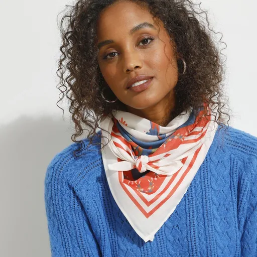 Šatka s potlačou kvetinového vzoru 100 x 100 cm, vyrobené vo Francúzsku