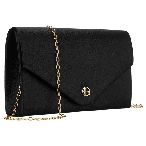 Dámska čierna elegantná listová kabelka z eko kože na retiazke