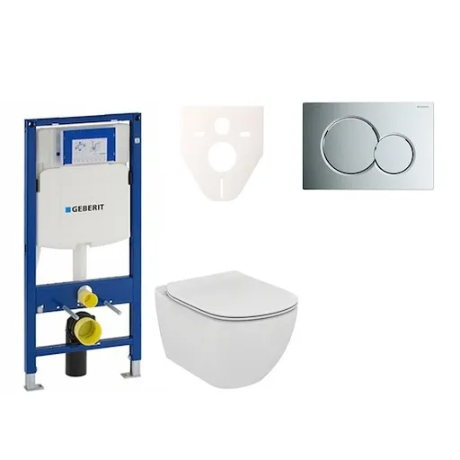 Cenovo zvýhodnený závesný WC set Geberit do ľahkých stien / predstenová montáž + WC Ideal Standard Tesi 111.300.00.5NF2