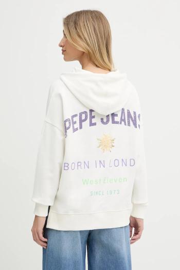 Mikina Pepe Jeans biela farba, s kapucňou, s potlačou, PL581526