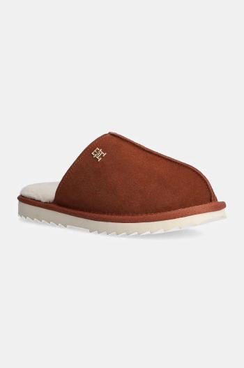 Papuče Tommy Hilfiger TH ELEVATED COMFORT HOME SLIPPER hnedá farba, FW0FW08396