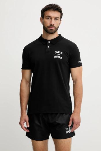 Polo tričko PLEIN SPORT pánske, čierna farba, s potlačou, PS25MPL01