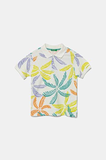 Detská bavlnená polokošeľa United Colors of Benetton biela farba, vzorovaná, 36Y4G300Y