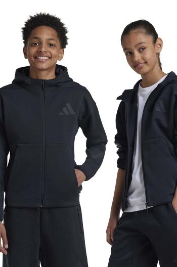 Detská mikina adidas J Z.N.E.FZ čierna farba, s kapucňou, jednofarebná, JF2847