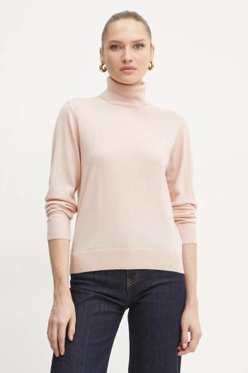 Vlnený sveter Armani Exchange dámsky, ružová farba, tenký, s rolákom, 6DYM1K YME3Z