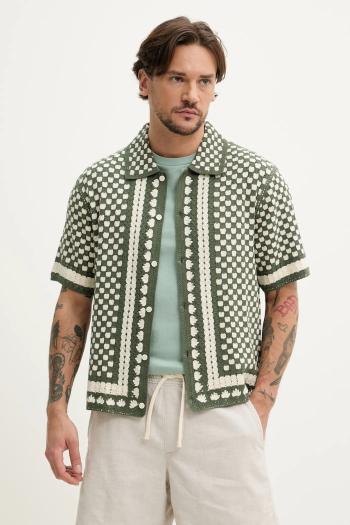 Košeľa Abercrombie & Fitch pánska, zelená farba, regular, s klasickým golierom, KI120-5025