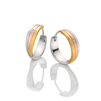 Hot Diamonds Nadčasové strieborné tricolor náušnice s diamantmi Trio DE841